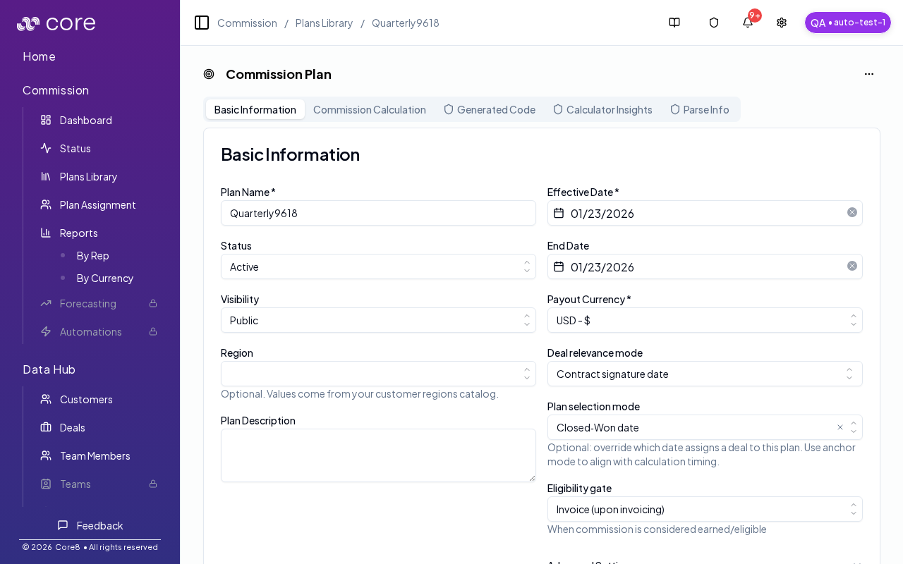 Plan basic information